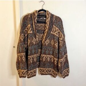 Zara oversized cardigan, metallic brown print, size XS/S